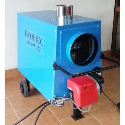 Piec grzewczy, nagrzewnica olejowa EKOPIEC P-30 z palnikiem olejowym moc: 30kW do myjni, lakierni, stolarni, suszarni, hal, kościołów, namiotów