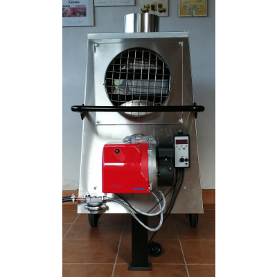 Piec grzewczy, nagrzewnica olejowa EKOPIEC P-30 INOX z palnikiem olejowym moc: 30kW do myjni, lakierni, stolarni, suszarni, hal, kościołów, namiotów