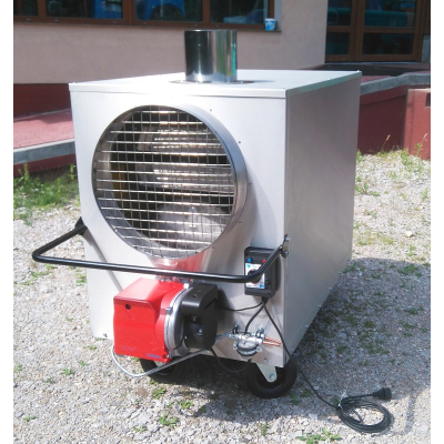 Piec grzewczy, nagrzewnica olejowa EKOPIEC P-100 INOX z palnikiem olejowym moc: 105kW do myjni, lakierni, stolarni, suszarni, hal, kościołów, namiotów