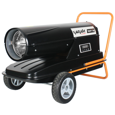 Przewoźna nagrzewnica olejowa XARAM Energy XDFT-30 Exclusive moc: 30kW: wyświetlacz cyfrowy, timer, manometr, regulacja pompy, filtr paliwa
